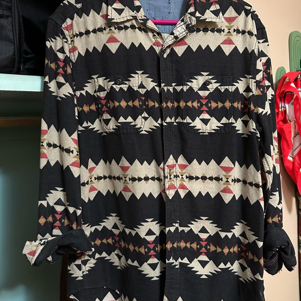 Tribal Patterned Button-Up Shirt